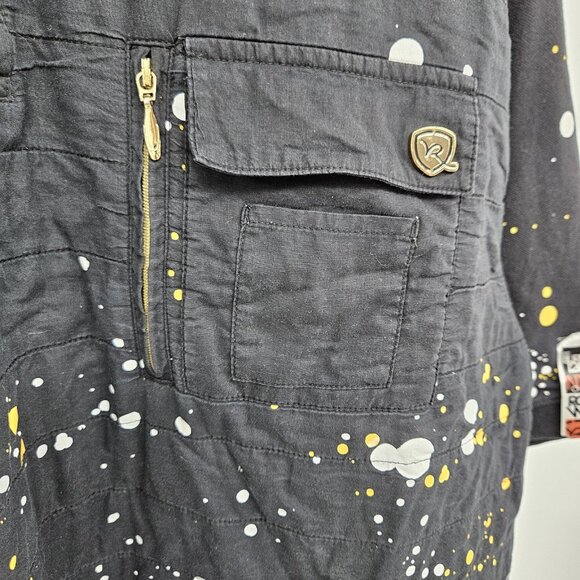Rocawear Shirt Mens XL Black Yellow Splatter Paint NYC Chapter Pocket Hip Hop - Picture 4 of 14